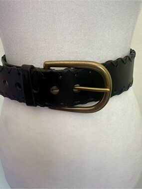 Gap 1969 Women's Black Genuine Leather Braided Belt - Size S